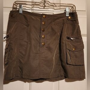 Divided H&M Olive Button-Front Skirt